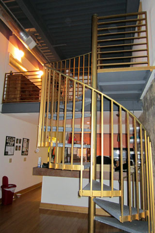 Spiral staircase leading to the loft