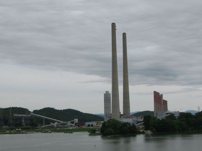stacks to a coal plant