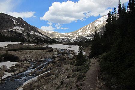 Approaching Lawn Lake, as the trail nears the outlet
