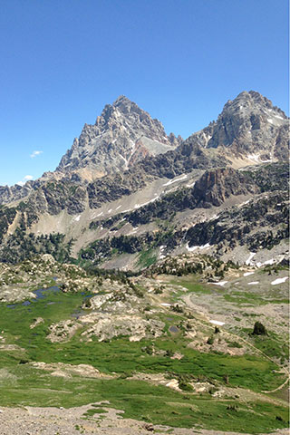 Grand Teton, Middle Teton and the upper reaches of the South Fork of Cascade Canyon.