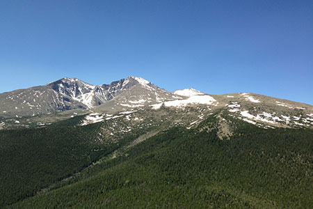 A view of Longs Peak and Mount Meeker from Estes Cone