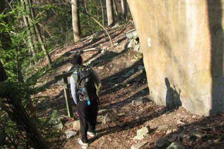 hiker below Stone Door
