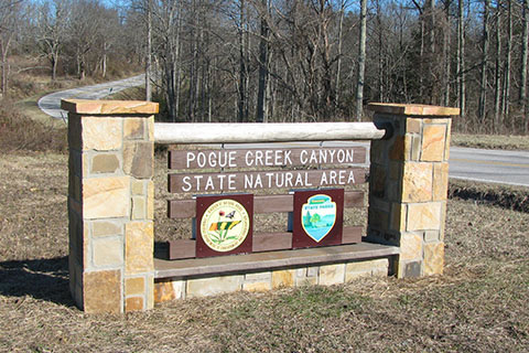 Pogue Creek Trailhead sign