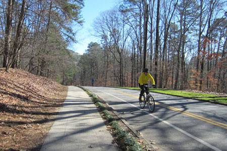 Roadway with bicylists