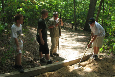 Scouts working on trails